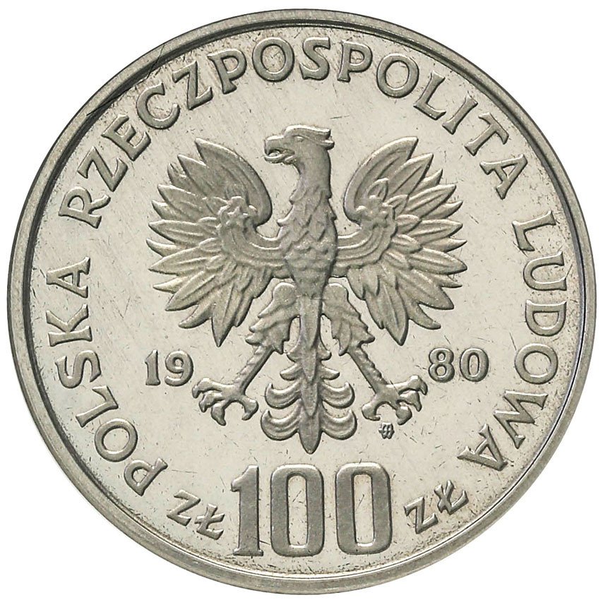 PRL. PRÓBA Nikiel 100 złotych 1980 Głuszce